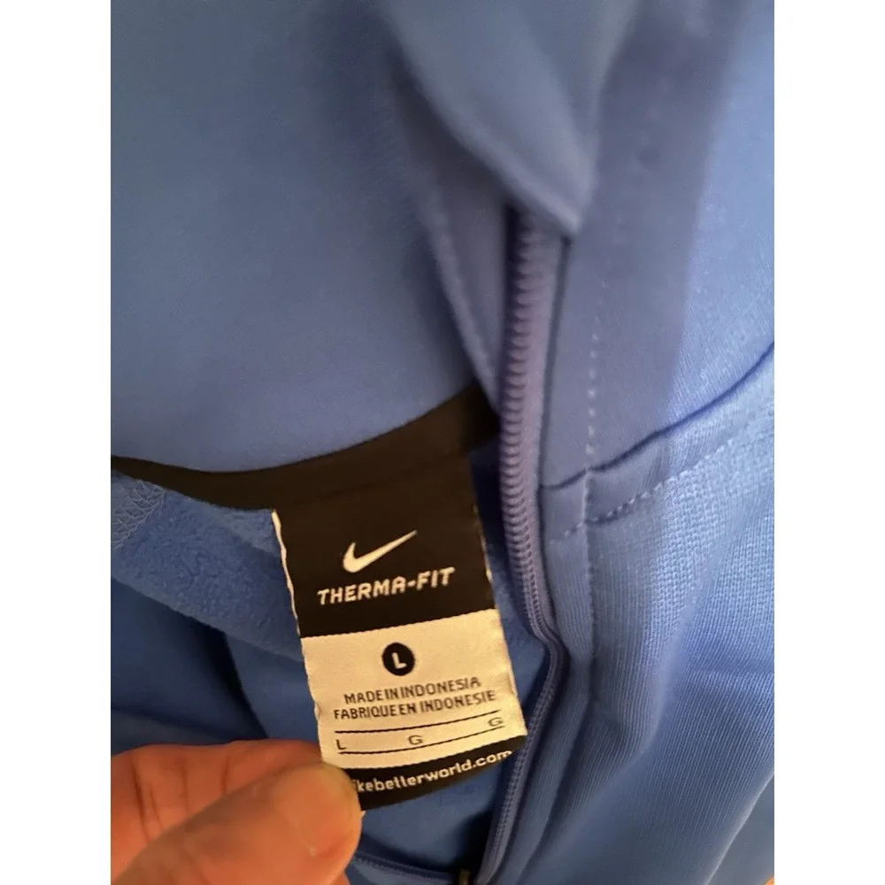 Nike Therma Fit Mens 1/4 Zip Pullover Sweatshirt Blue Black  Size L Long Sleeve